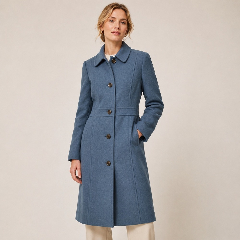 J.Crew Italian Double Cloth Wool Lady Coat Thinsulate Blue 12T 52607 HO21